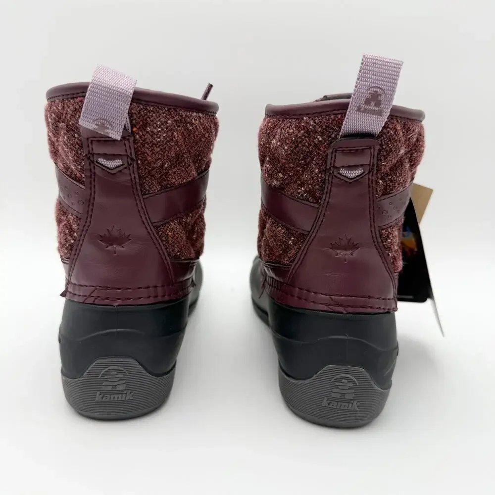 Kamik Kids Sierra Mid Winter Boots US 2 EU 33.5 Burgundy Red Black NIB